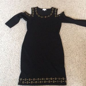 Sexy classy sweater dress with gold rivets